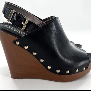 Sam Edelman Black Wedge Mules